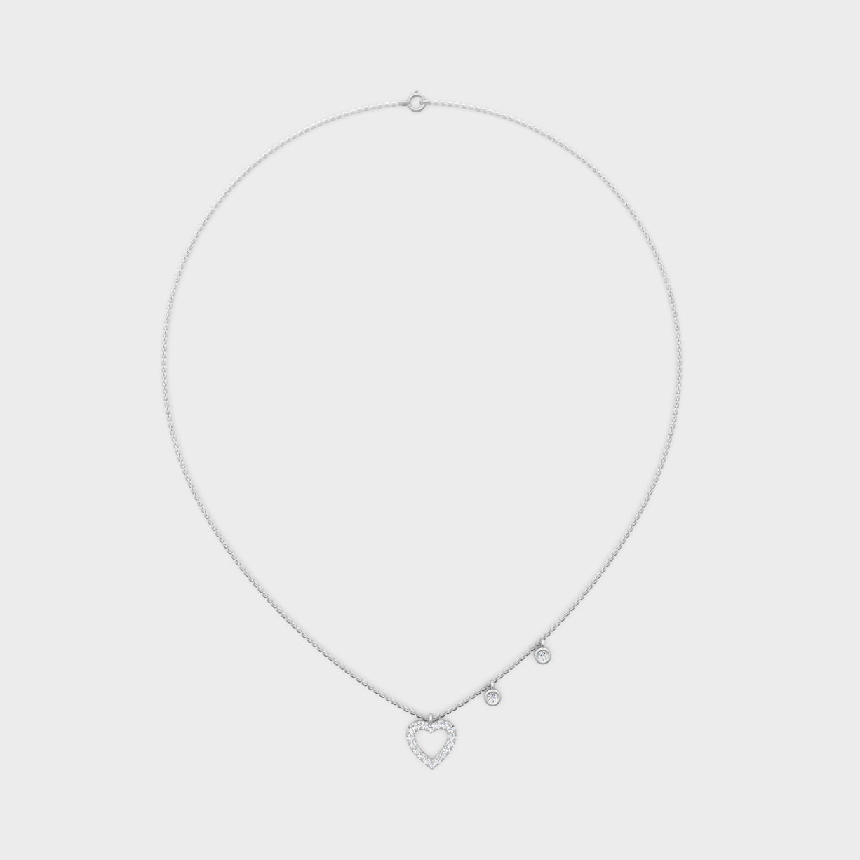 Romantic 18K White Gold Diamond Pendant With Round Lab-Grown Diamonds